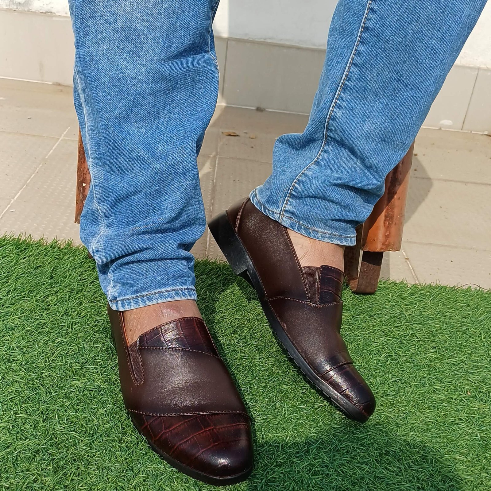 Mens Genuine Leather Tassel Chocolate - Image 2