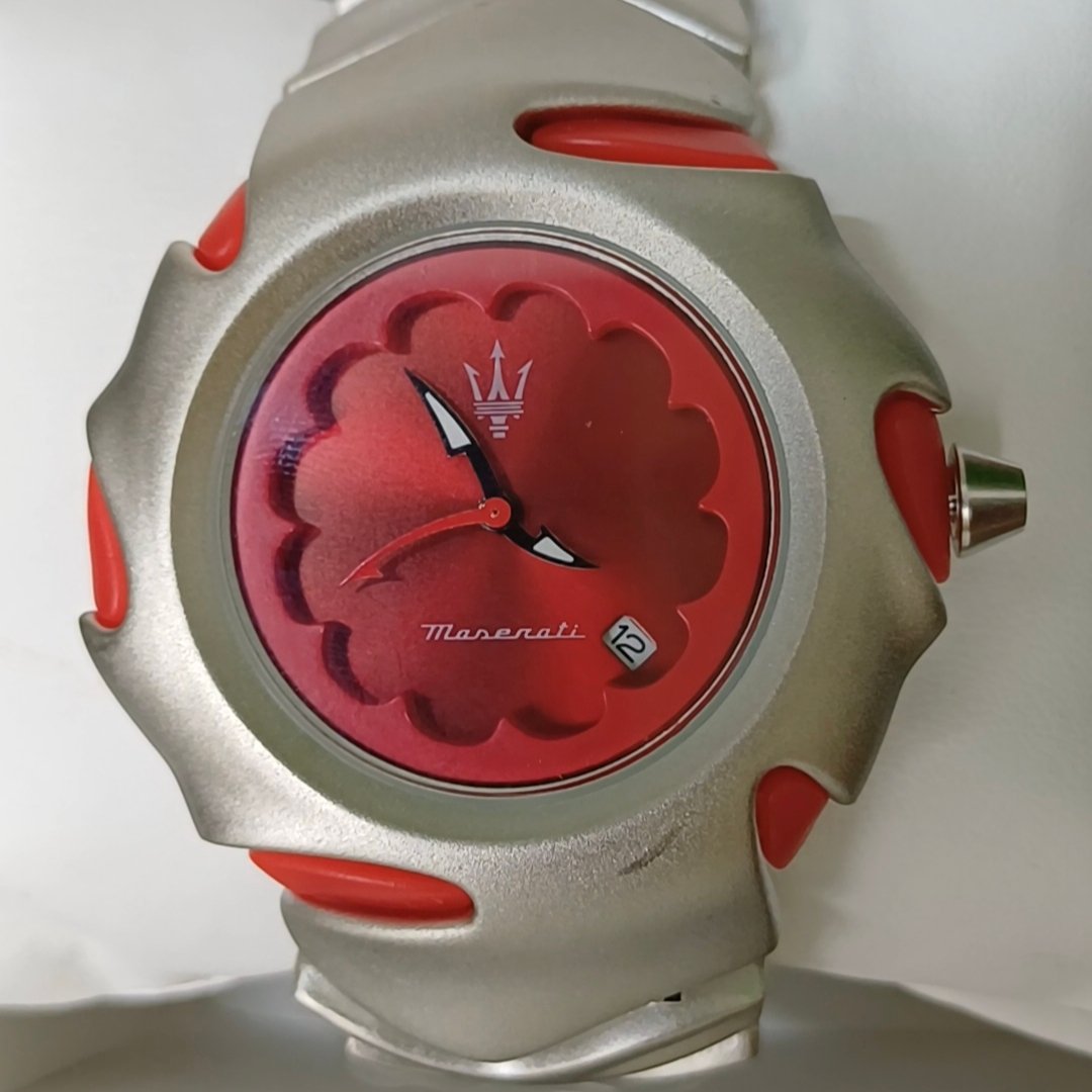 Maserati Premium Watch Deep Red Dial With Matte Silver Case